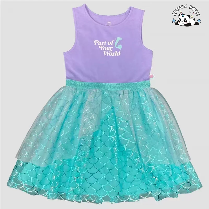 LEZONKIDS - Wholesale Customizable Princess Boutique Dress Sleeveless Cotton Mesh Sequin Girls Dress for 2-14T